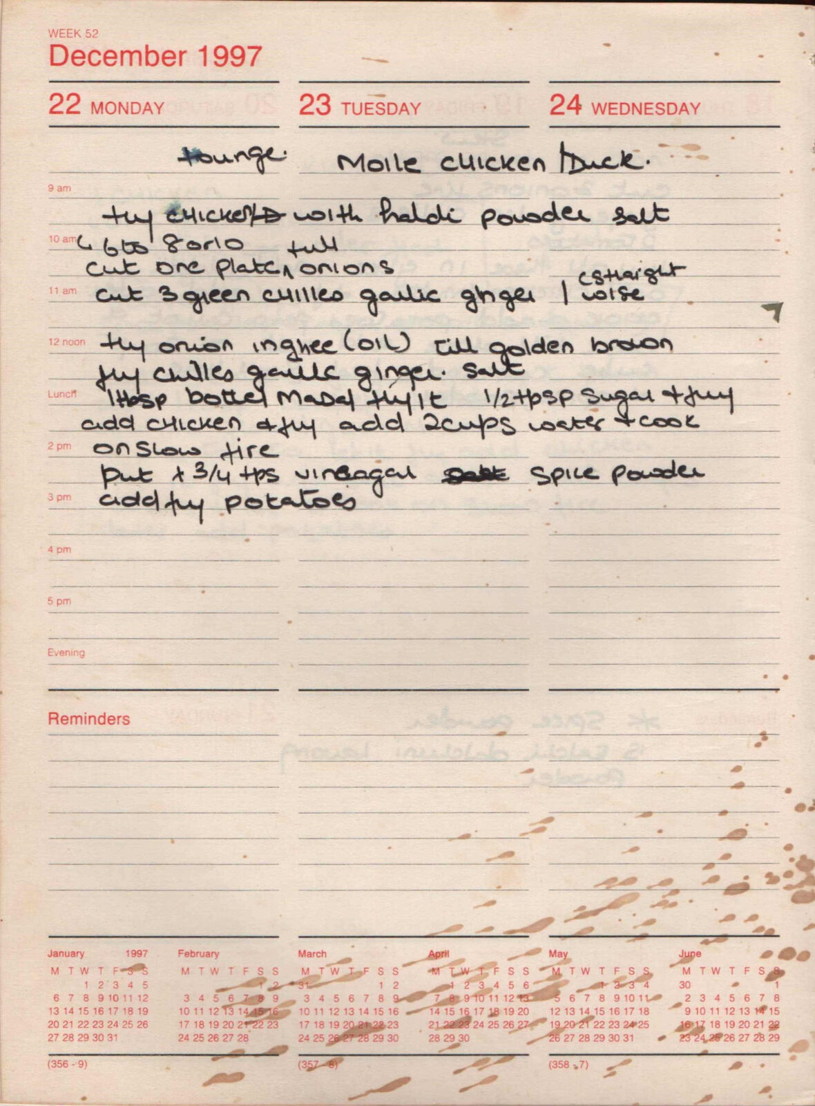 Original handwritten page for Moile Chicken or Duck