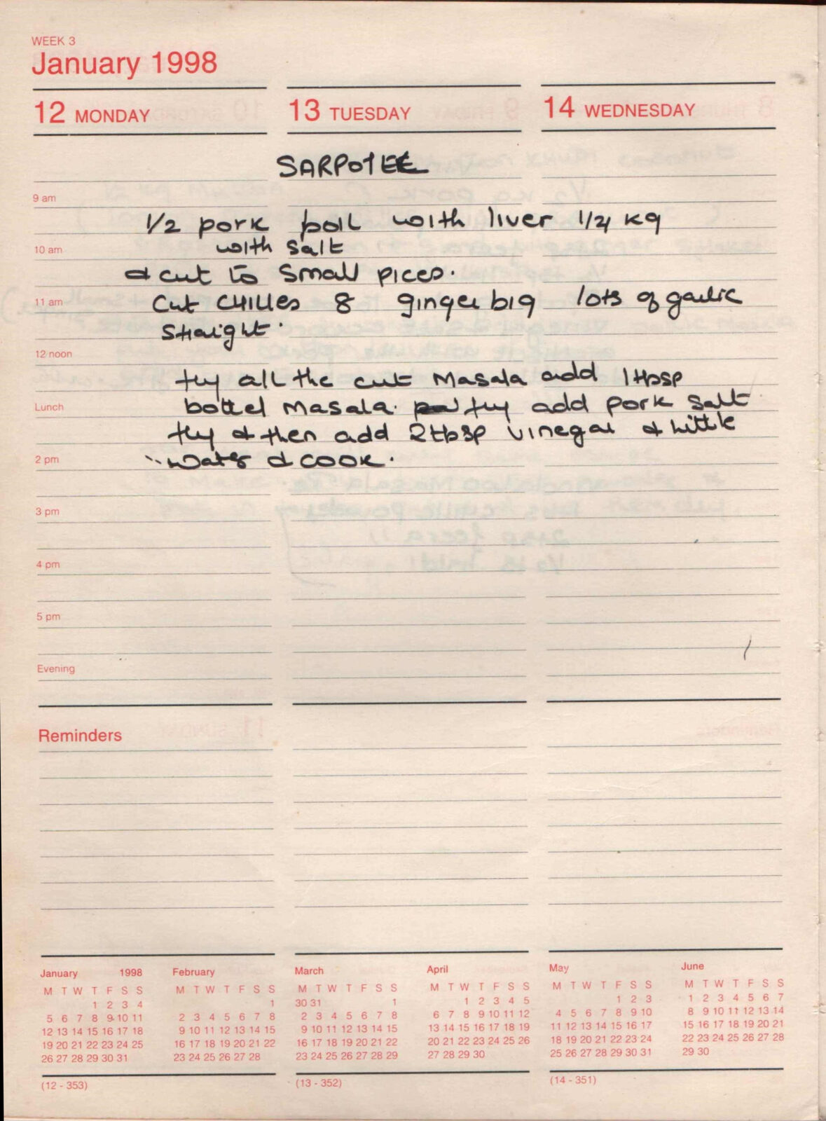 Original handwritten page for Sarpotel