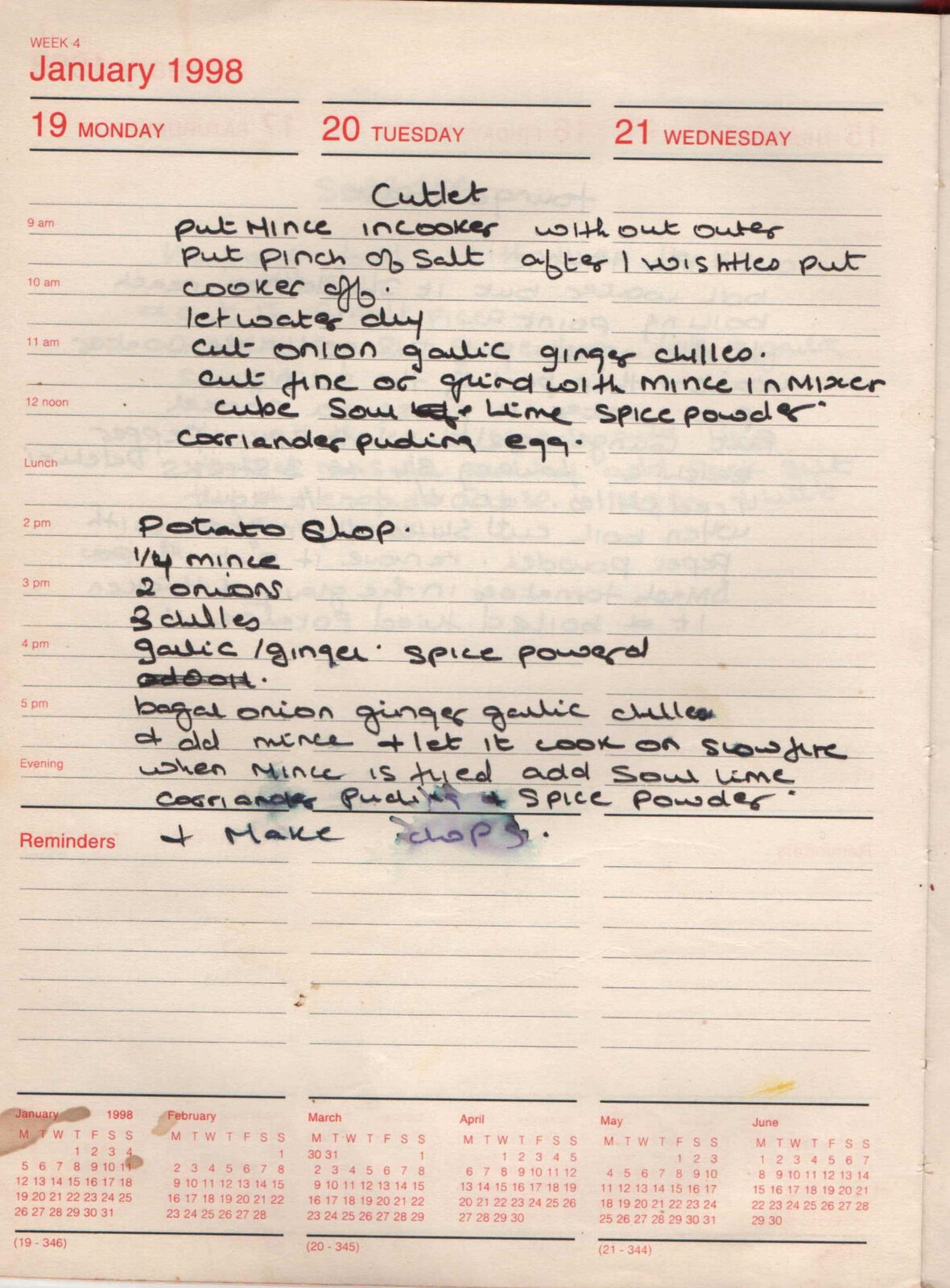 Original handwritten page for Cutlets and Potato Chops