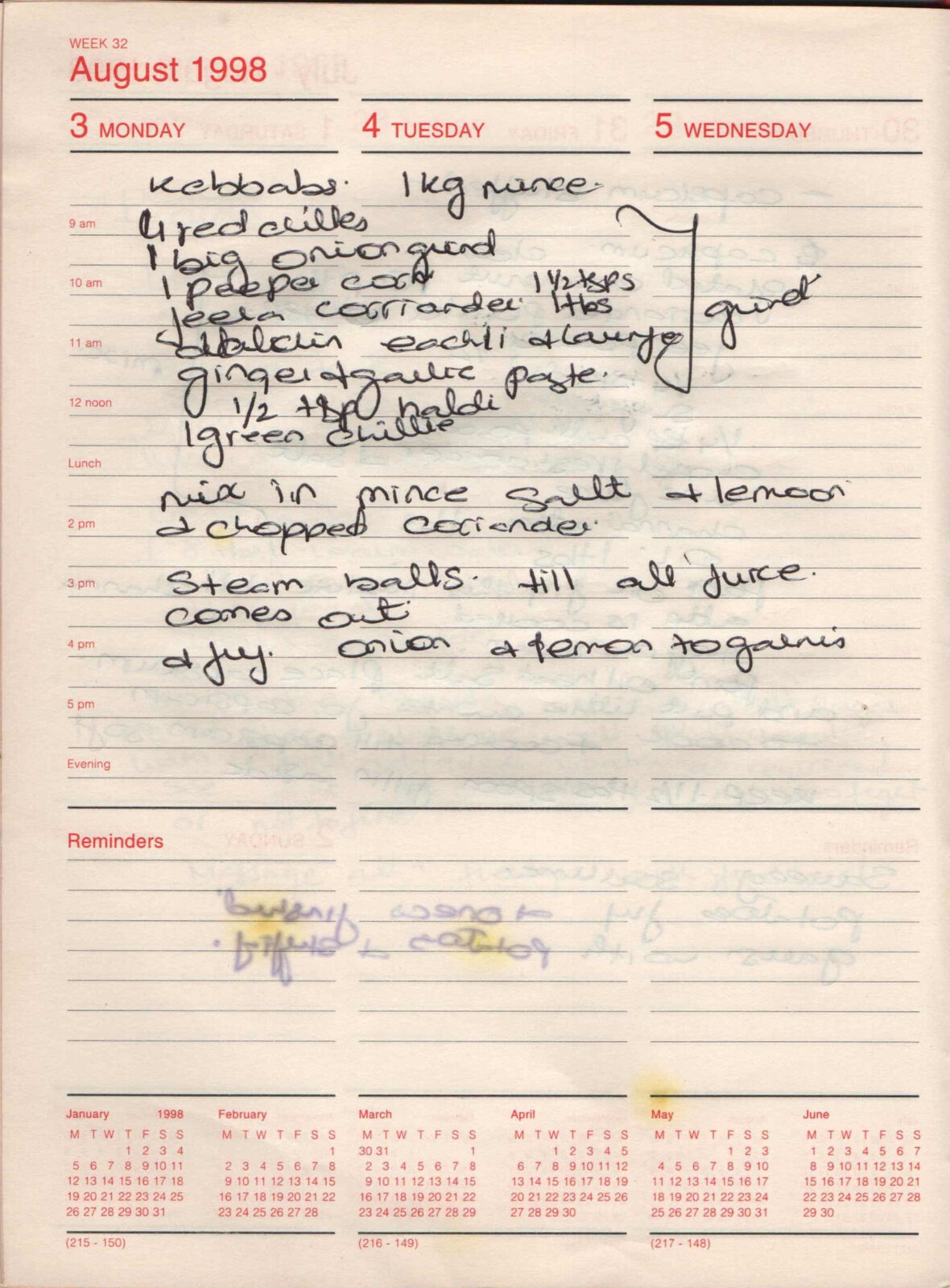 Original handwritten page for Kebbabs