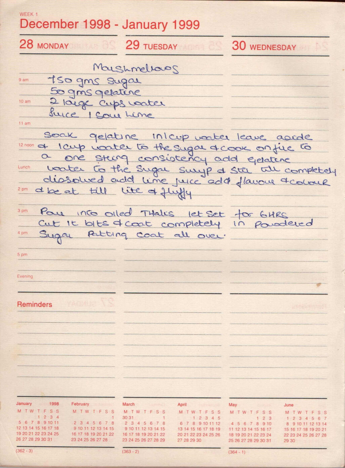 Original handwritten page for Marshmallows